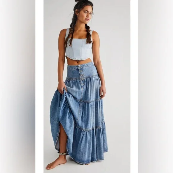 Free people Denim Maxi - Picture 1 of 11